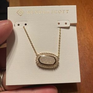 Kendra Scott Baguette Elisa Gold Pendant in Iridescent Drusy